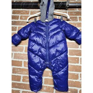 Baby Bunting Snowsuit 12-18  Months LG Blue Puffer Snowsuit Zip Up Snap Crotch